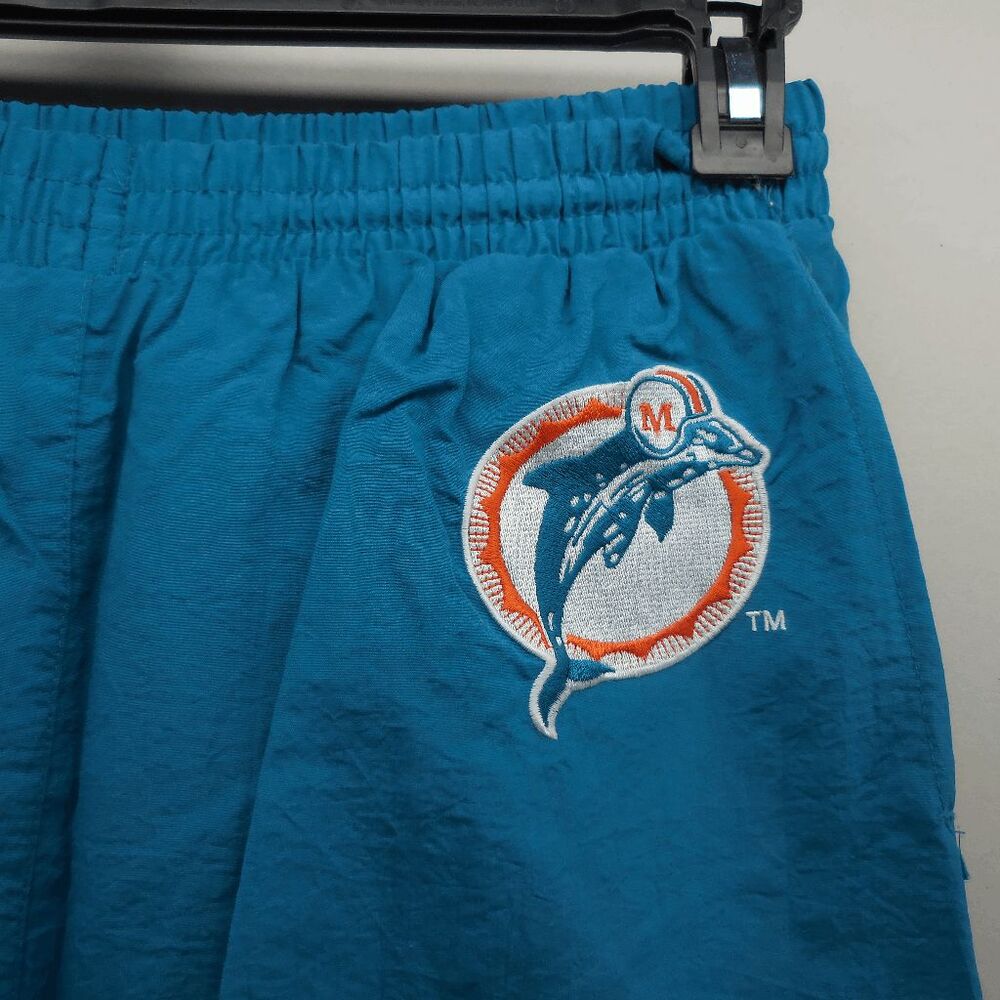 Vintage 80s 90s Miami Dolphins Nylon Track Pants Womens Size XL Blue Green